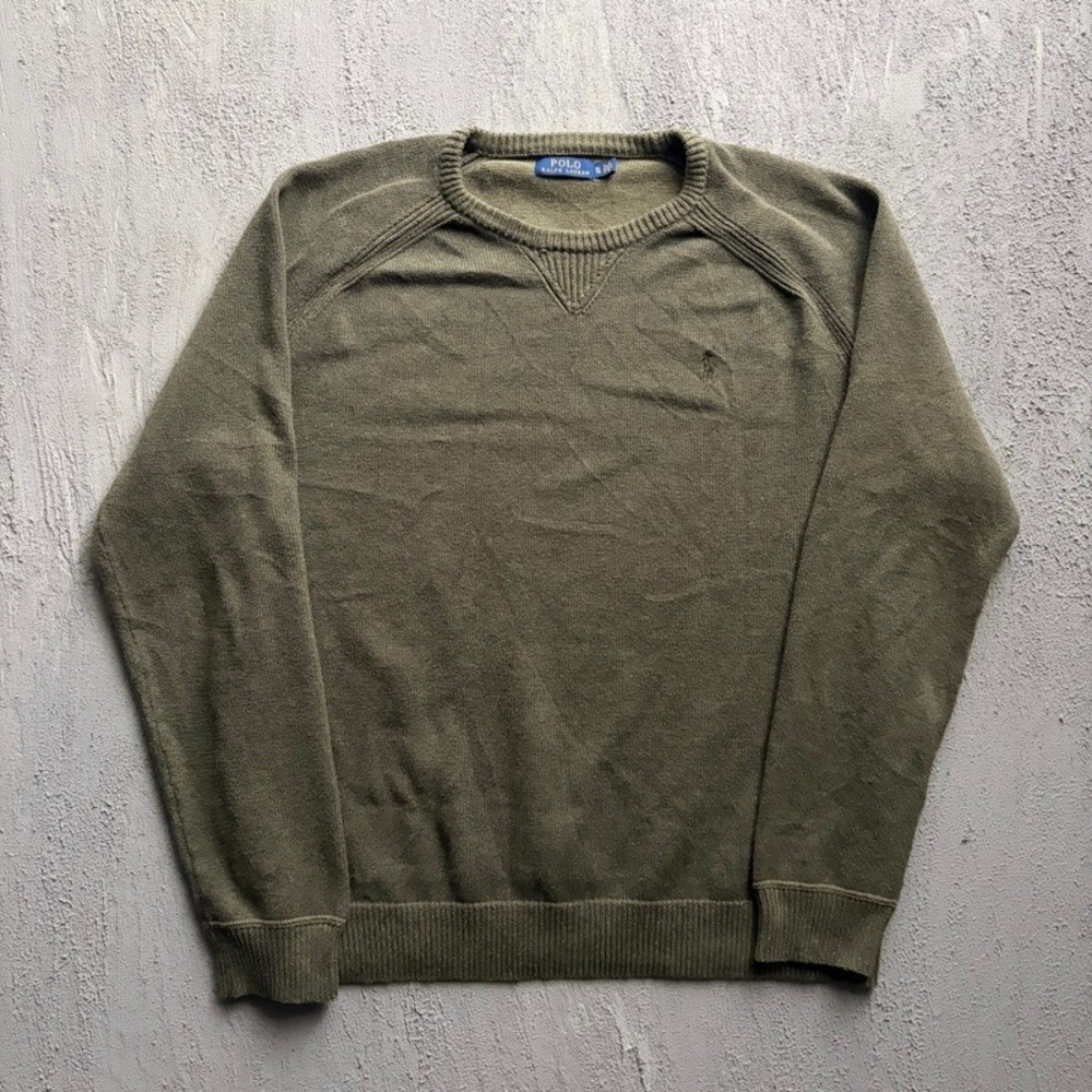Polo Ralph Lauren Sweater XL Green Y2K Crewneck Raglan Knit